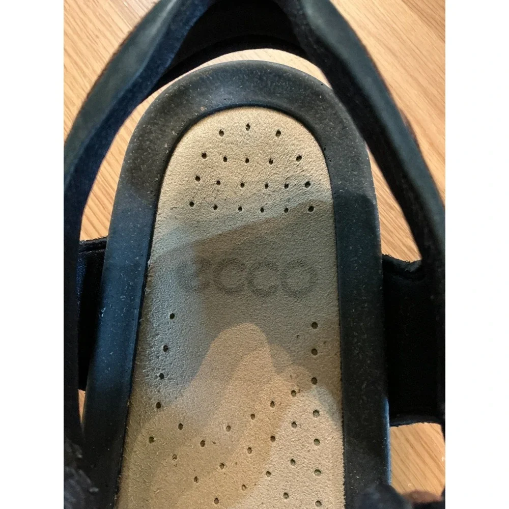 Ecco Men's Leather Sandals Size 45 Brown Cork Footbed Comfort‎ Walking